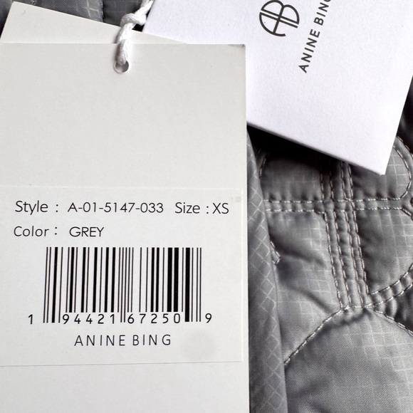 NWT Anine Bing Women's Andy Monogram oversized Vest in Grey.  Xs - Picture 8 of 9